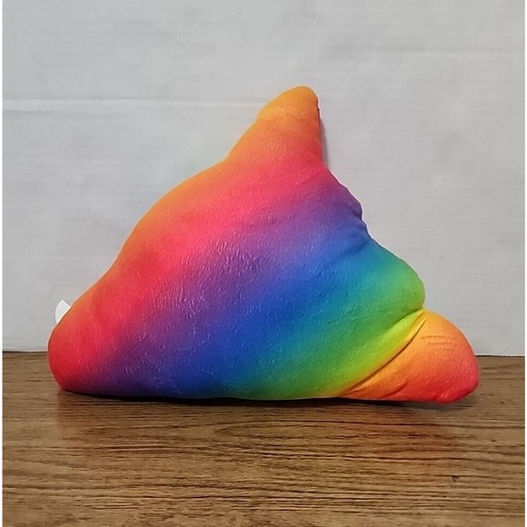 Rainbow Unicorn Poop Emoji Plush Pillow Toy, Big Eyes, Long Tongue - Picture 5 of 5